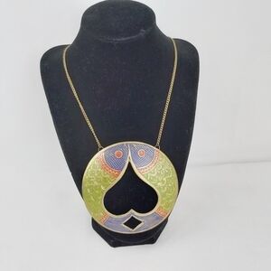 VINTAGE big brass pendant necklace